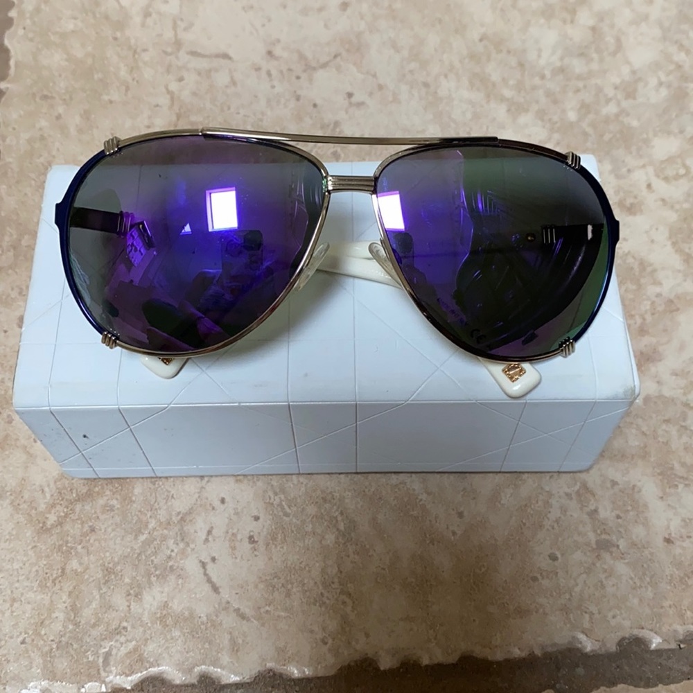 Dior Purple/blue reflective aviator sunglasses